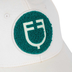 Casquette de baseball Equestro logo sur patch en éponge Blanc antique / vert ultramarine Casquette de baseball Equestro logo sur patch en éponge Blanc antique / vert ultramarine
