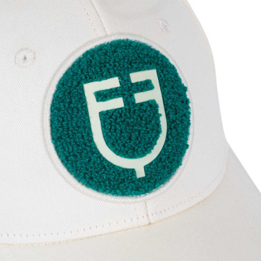 Casquette de baseball Equestro logo sur patch en éponge Blanc antique / vert ultramarine Casquette de baseball Equestro logo sur patch en éponge Blanc antique / vert ultramarine