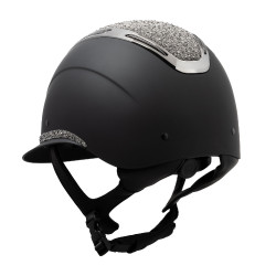 Casque femme Equestro Apocalypse coque mate avec strass EN 1384-2023 Noir / gunmetal Gris Casque femme Equestro Apocalypse coque mate avec strass EN 1384-2023 Noir / gunmetal Gris