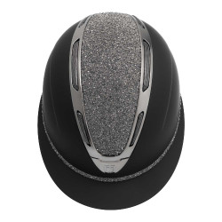 Casque femme Equestro Apocalypse coque mate avec strass EN 1384-2023 Noir / gunmetal Gris Casque femme Equestro Apocalypse coque mate avec strass EN 1384-2023 Noir / gunmetal Gris