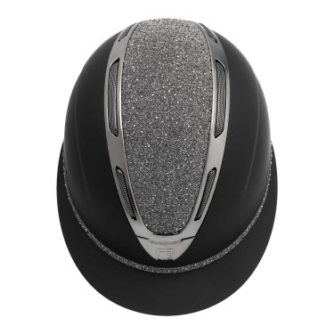 Casque femme Equestro Apocalypse coque mate avec strass EN 1384-2023 Noir / gunmetal Gris Casque femme Equestro Apocalypse coque mate avec strass EN 1384-2023 Noir / gunmetal Gris