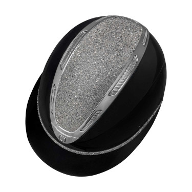 Dameshelm Equestro Apocalypse glanzende schaal met strass EN 1384-2023 Zwart / gunmetal Grijs