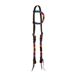 Westernhoofdstel Pool’s Serape one-ear met geolieerde parels Donkerbruin