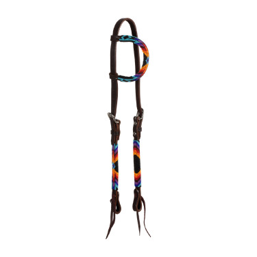 Westernhoofdstel Pool’s Serape one-ear met geolieerde parels Donkerbruin