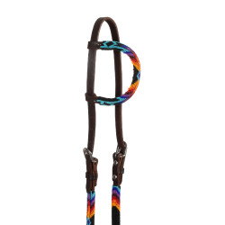 Westernhoofdstel Pool’s Serape one-ear met geolieerde parels Donkerbruin
