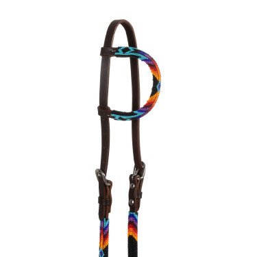 Westernhoofdstel Pool’s Serape one-ear met geolieerde parels Donkerbruin