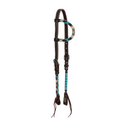 Westernhoofdstel Pool’s Navajo Sky one-ear geperleerd geolied Donkerbruin