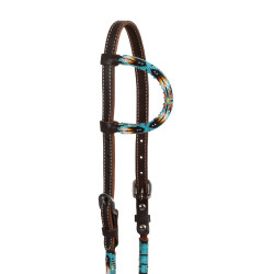 Westernhoofdstel Pool’s Navajo Sky one-ear geperleerd geolied Donkerbruin