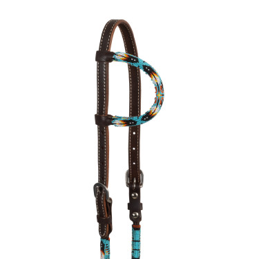 Westernhoofdstel Pool’s Navajo Sky one-ear geperleerd geolied Donkerbruin