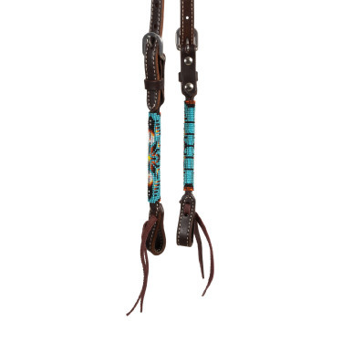 Westernhoofdstel Pool’s Navajo Sky one-ear geperleerd geolied Donkerbruin