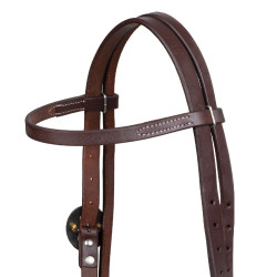 Western hoofdstel Pool’s met decoratieve zilveren gespen Geolied Bruin Western hoofdstel Pool’s met decoratieve zilveren gespen Geolied Bruin