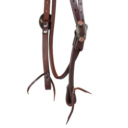 Western hoofdstel Pool’s met decoratieve zilveren gespen Geolied Bruin Western hoofdstel Pool’s met decoratieve zilveren gespen Geolied Bruin
