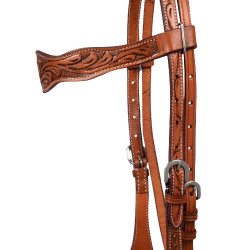Bridon western McBryan flower tooling Noisette Marron