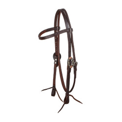 Bridon western Lakota avec boucles silver décoratives Huilé Marron