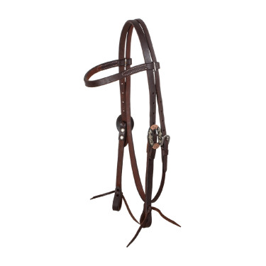Bridon western Lakota avec boucles silver décoratives Huilé Marron