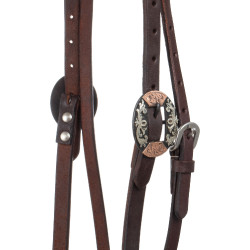 Bridon western Lakota avec boucles silver décoratives Huilé Marron