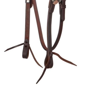 Western hoofdstel Lakota met decoratieve zilveren gespen Geolied Bruin