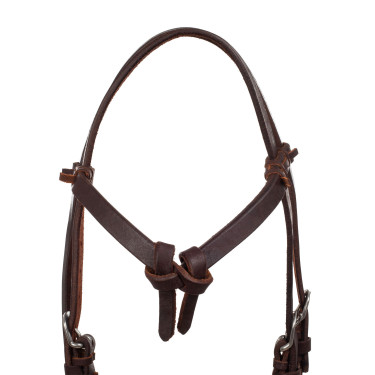 Westernhoofdstel Lakota met recht wenkbrauwstuk Geolied Bruin