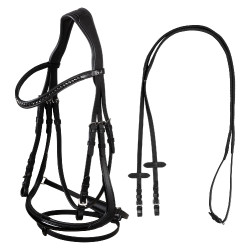 Bridon Supreme Hemelite dressage avec rênes caoutchouc Noir Bridon Supreme Hemelite dressage avec rênes caoutchouc Noir