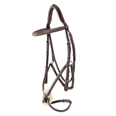 Bridon Equestro muserolle mexicaine et mouton synthétique Marron foncé Bridon Equestro muserolle mexicaine et mouton synthétique Marron foncé