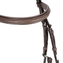 Equestro hoofdstel met Mexicaanse neusriem en synthetisch lamsvel Donkerbruin Equestro hoofdstel met Mexicaanse neusriem en synthetisch lamsvel Donkerbruin