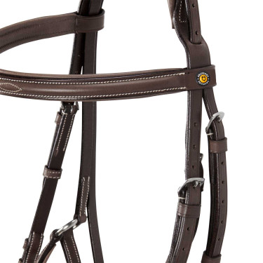 Equestro hoofdstel met Mexicaanse neusriem en synthetisch lamsvel Donkerbruin Equestro hoofdstel met Mexicaanse neusriem en synthetisch lamsvel Donkerbruin