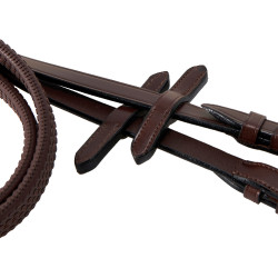 Equestro hoofdstel met Mexicaanse neusriem en synthetisch lamsvel Donkerbruin Equestro hoofdstel met Mexicaanse neusriem en synthetisch lamsvel Donkerbruin