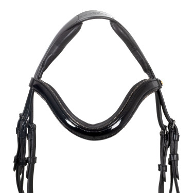 Equestro gebogen hoofdstel met voorgevormde voorkant Zwart Equestro gebogen hoofdstel met voorgevormde voorkant Zwart