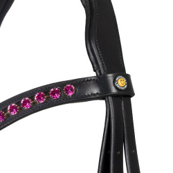 Equestro anatomisch hoofdstel met fuchsiakleurige stenen Zwart Equestro anatomisch hoofdstel met fuchsiakleurige stenen Zwart