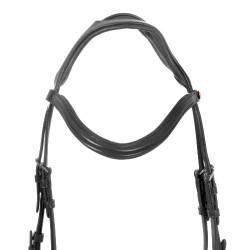 Bridon Equestro à muserolle simple avec têtière large et courbée Noir
