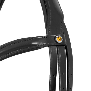 Bridon Equestro à muserolle simple avec têtière large et courbée Noir
