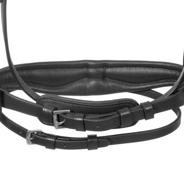 Bridon Equestro à muserolle simple avec têtière large et courbée Noir