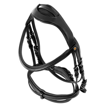 Bridon Equestro à muserolle simple avec têtière large et courbée Noir