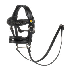 Leren hoofdstel Equestro voor speelgoedpaard met zilverkleurige studs Zwart