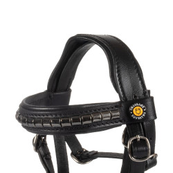 Bridon en cuir Equestro pour cheval jouet avec clous argentés Noir