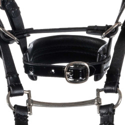 Bridon en cuir Equestro pour cheval jouet avec clous argentés Noir