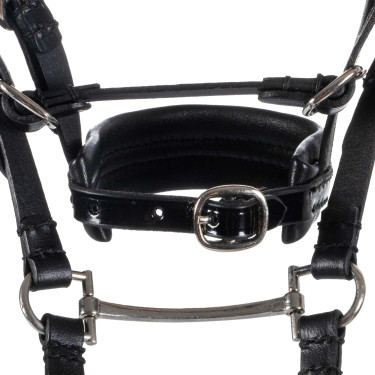 Bridon en cuir Equestro pour cheval jouet avec clous argentés Noir