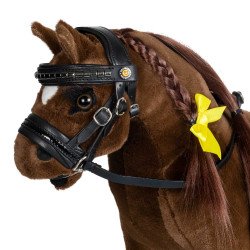 Leren hoofdstel Equestro voor speelgoedpaard met zilverkleurige studs Zwart