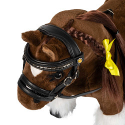 Bridon en cuir Equestro pour cheval jouet avec clous argentés Noir