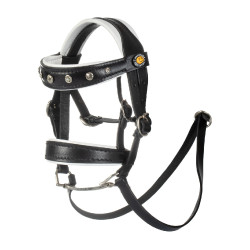 Bridon en cuir Equestro avec strass pour cheval jouet Noir