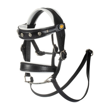 Bridon en cuir Equestro avec strass pour cheval jouet Noir
