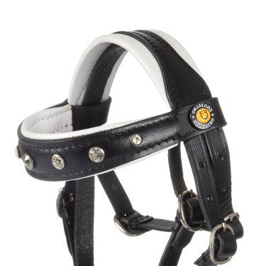 Leren Equestro-hoofdstel met strass voor speelgoedpaard Zwart Leren Equestro-hoofdstel met strass voor speelgoedpaard Zwart