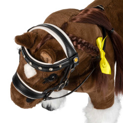 Leren Equestro-hoofdstel met strass voor speelgoedpaard Zwart Leren Equestro-hoofdstel met strass voor speelgoedpaard Zwart