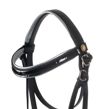 Glanzend leren hoofdstel voor hobby horse Equestro Zwart