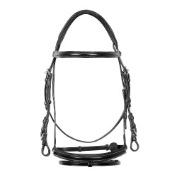 Springhoofdstel Equestro Engels leer Zwart Springhoofdstel Equestro Engels leer Zwart