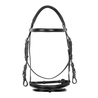 Springhoofdstel Equestro Engels leer Zwart Springhoofdstel Equestro Engels leer Zwart