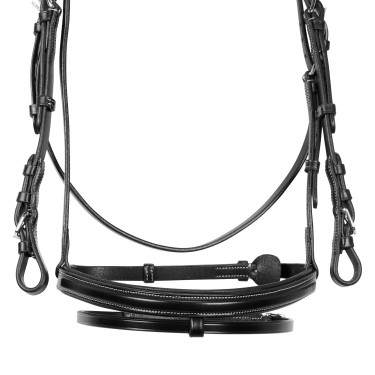 Springhoofdstel Equestro Engels leer Zwart Springhoofdstel Equestro Engels leer Zwart