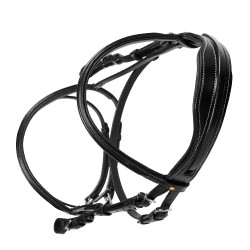 Springhoofdstel Equestro Engels leer Zwart Springhoofdstel Equestro Engels leer Zwart