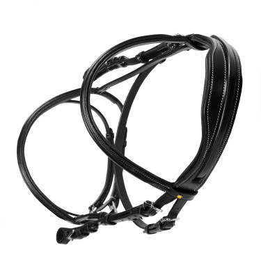 Springhoofdstel Equestro Engels leer Zwart Springhoofdstel Equestro Engels leer Zwart