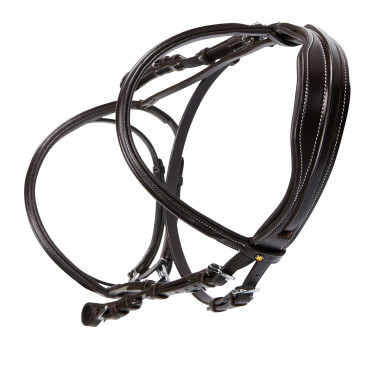 Springhoofdstel Equestro Engels leer Donkerbruin Springhoofdstel Equestro Engels leer Donkerbruin